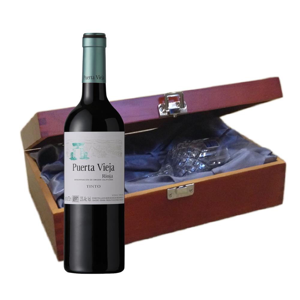 Puerta Vieja Rioja Tinto In Luxury Box With Royal Scot Wine Glass
